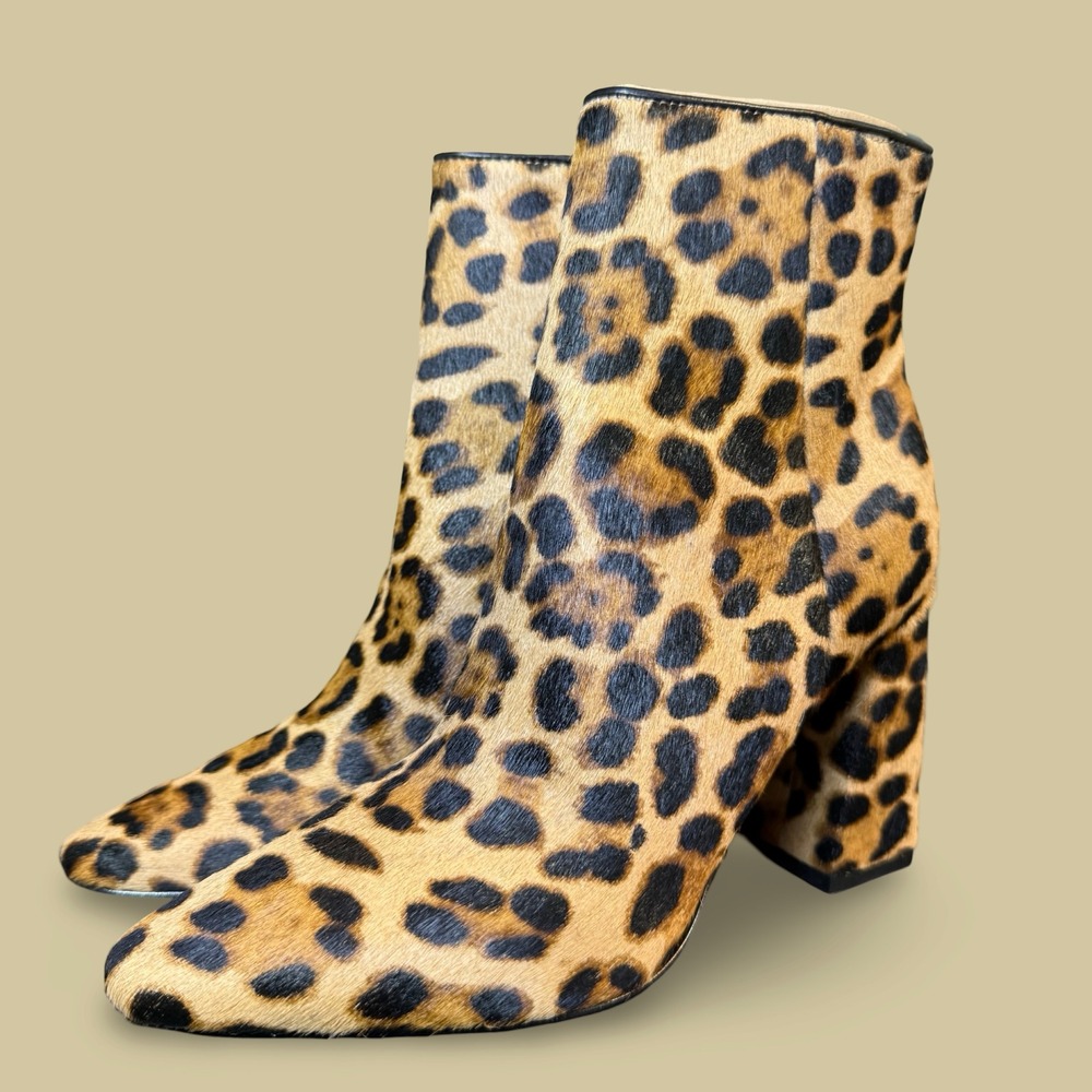 Marc Fisher LTD miYanaraly Sz 5M Leopard Print Ankle Boots Women's New w/ Box